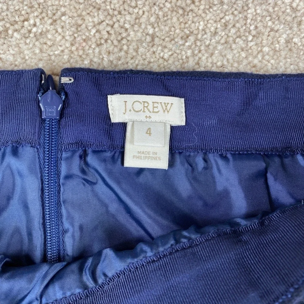 J. Crew Shirttail Mini Skirt B0358 Navy Blue Wool Blend Size‎ 4
